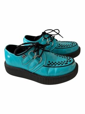 T.U.K. Cyan Teal Blue  Creepers Shoes US Men 4 Women 6 D Ring